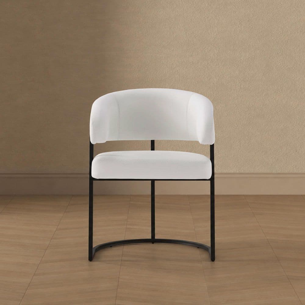 Augusta Modern White Faux Leather Upholstered Dining Arm Chair