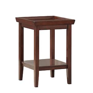 Ledgewood 18 in. Espresso 26 in. Square Wood End Table with Shelf