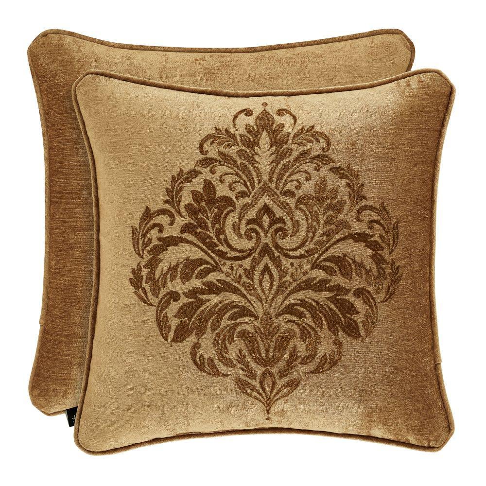 Sarah Gold Polyester 20 in. Square Embellished Decorative 20 in. x 20 in. T