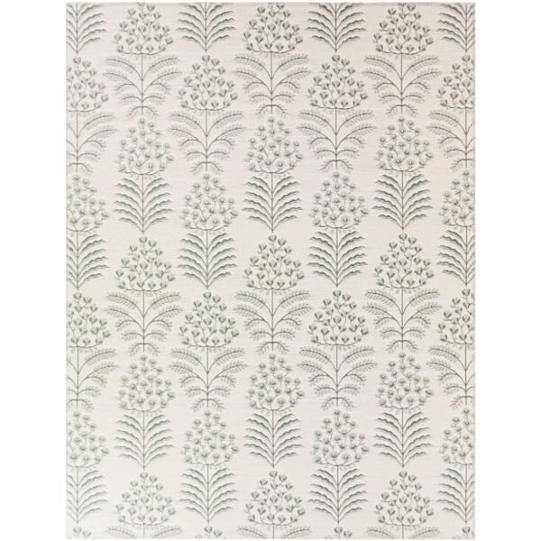 Cypress Blue 7 ft. 10 in. x 10 ft. Floral Transitional Indoor/Outdoor Area Rug
