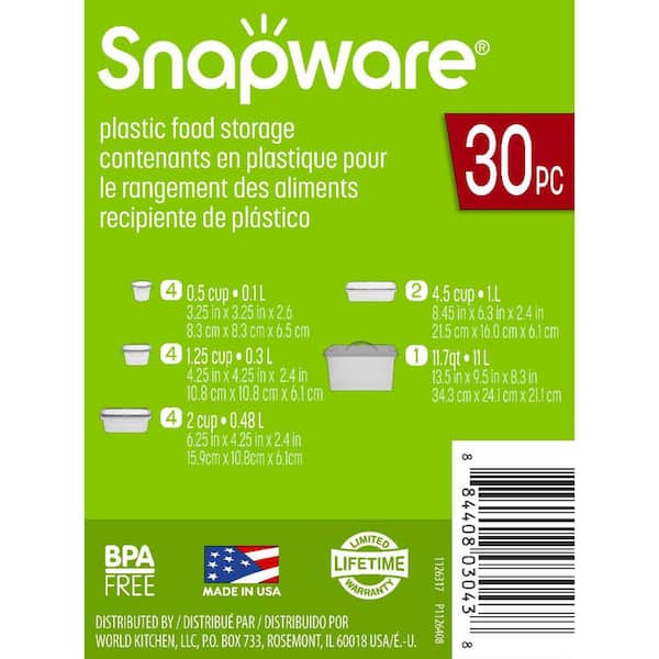 Snapware 38 Piece Plastic Food Dinnerware Storage Set in Original