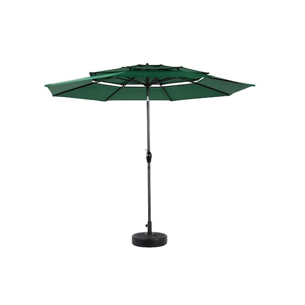 9 ft. Patio Umbrella 3 Tier Auto-tilt Umbrella in Dark Green