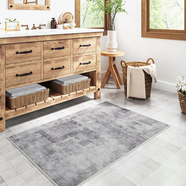 Monet Light Grey 3 ft. x 5 ft. Modern Abstract Area Rug