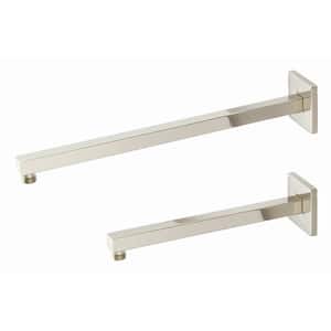 1/2 in. IPS x 12 in. Wall Mount Square Shower Arm with Flange, in Polished Nickel