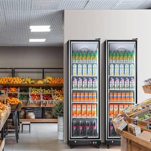 23.8 in. 13.4 cu. ft. Single Zone Display Refrigerator Glass Door Merchandiser, Upright Beverage Cooler in Black