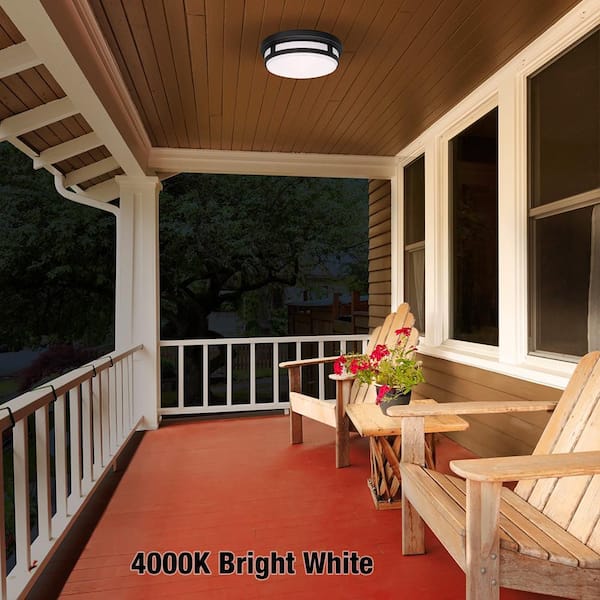 11 in. Round Black Indoor Integrated LED Outdoor Ceiling Light Flush Mount Adjustable CCT 830 Lumens Wet Rated (12-Pack)