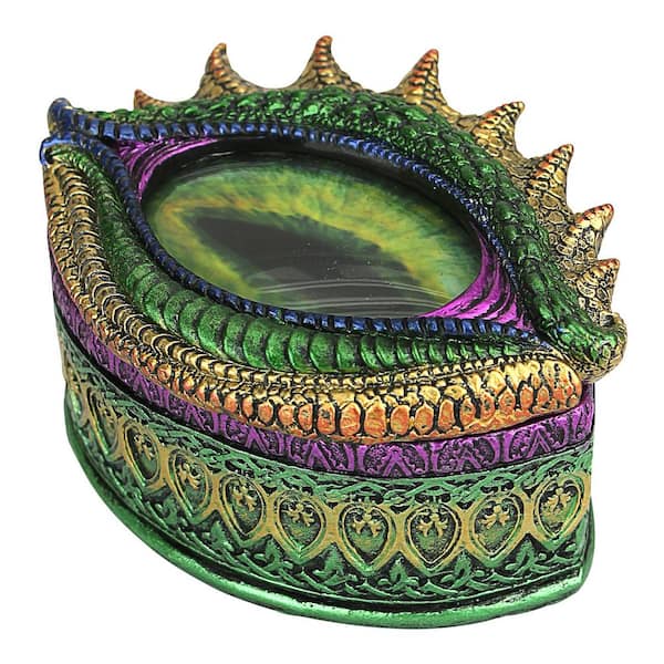 Design Toscano 4 in. H Multi-Color Eye of the Evil Dragon Poly-Resin Sculptural Box
