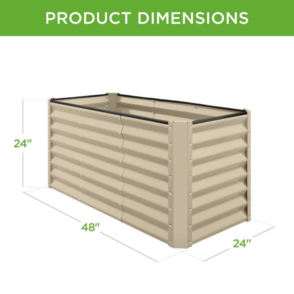 Beige 4x2x2ft Powder-Coated Steel Raised Garden Bed Planter