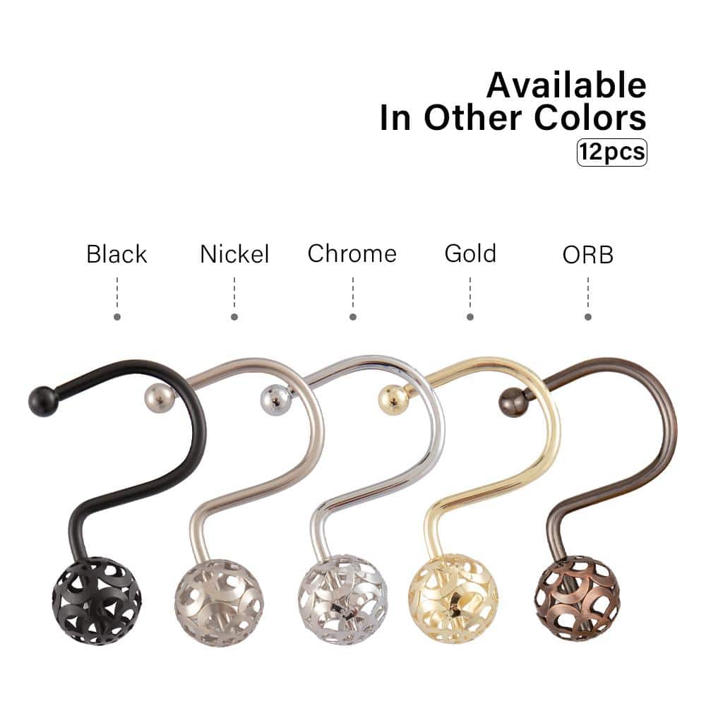Oil Rubbed Bronze Hollow Ball Shower Curtain Hooks Set of 12