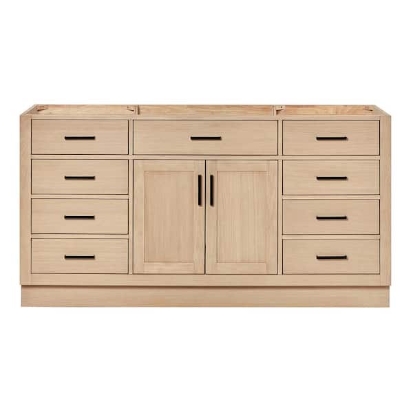 ARIEL Hepburn 66 in. W x 21.5 in. D x 34.5 in. H Bath Vanity Cabinet without Top in Oak