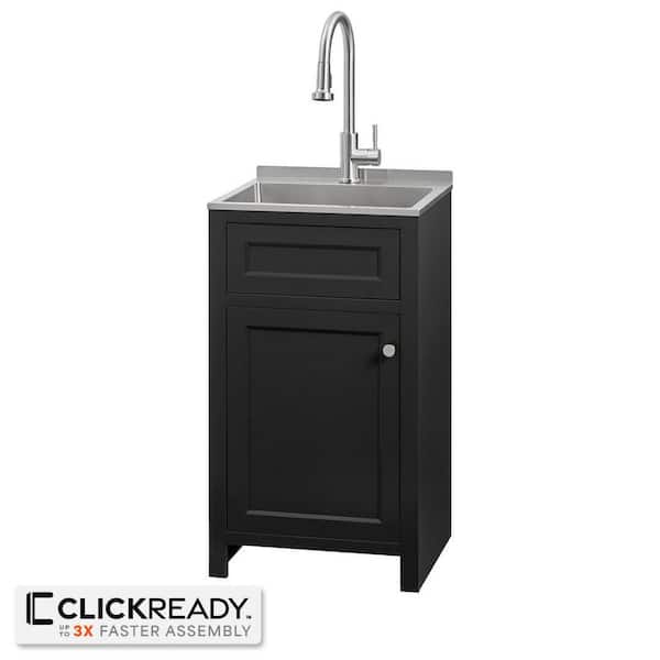 20 in. W Drop-In Laundry Sink with Faucet and Ready to Assemble Cabinet with CLICKREADY Technology in Black