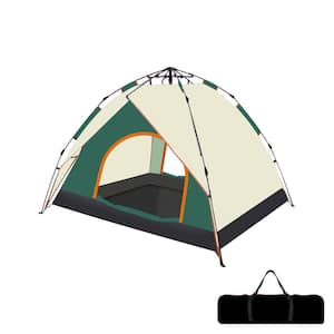 4-Person Waterproof Polyester Camping Dome Tent, Portable Backpack Tent in Beige