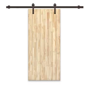 24 in. x 84 in. Natural Pine Wood Unfinished Interior Sliding Barn Door with Hardware Kit