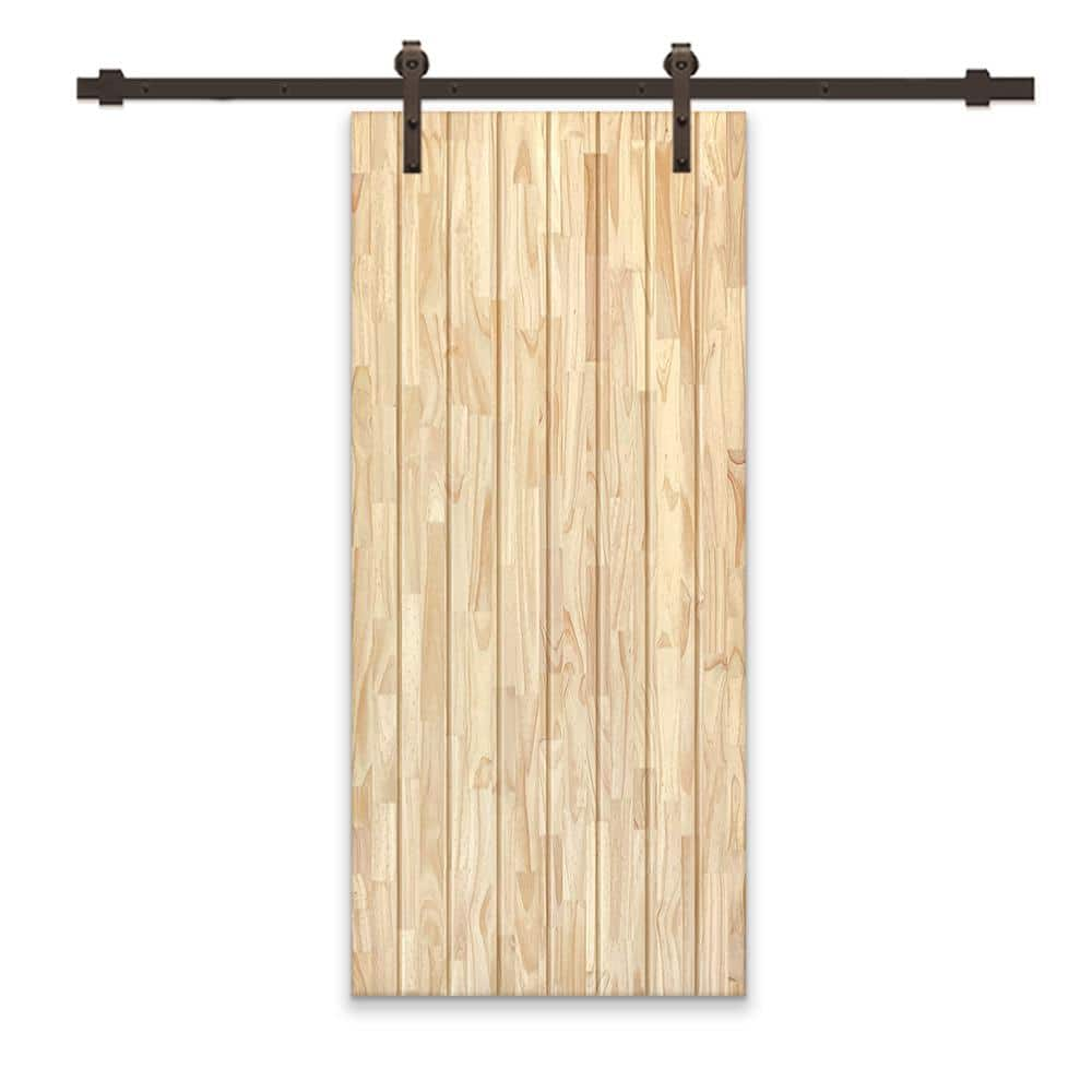 CALHOME 30 in. x 96 in. Natural Pine Wood Unfinished Interior Sliding ...