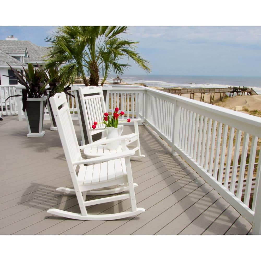 Classic White Polywood Outdoor Rocking Chair with Arms