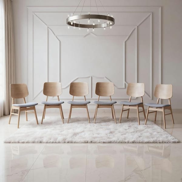 New Classic Furniture Oscar White Ash Wood Dining Chair with Gray Polyester Seat (Set of 6)