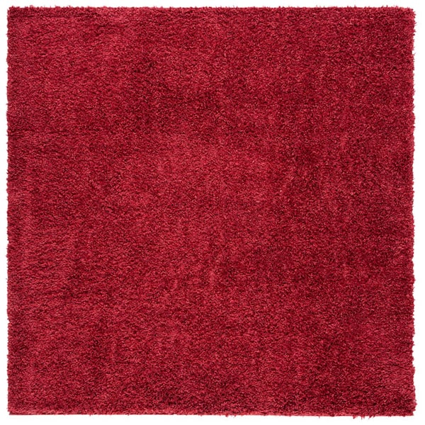 August Shag Red 7 ft. x 7 ft. Solid Square Area Rug