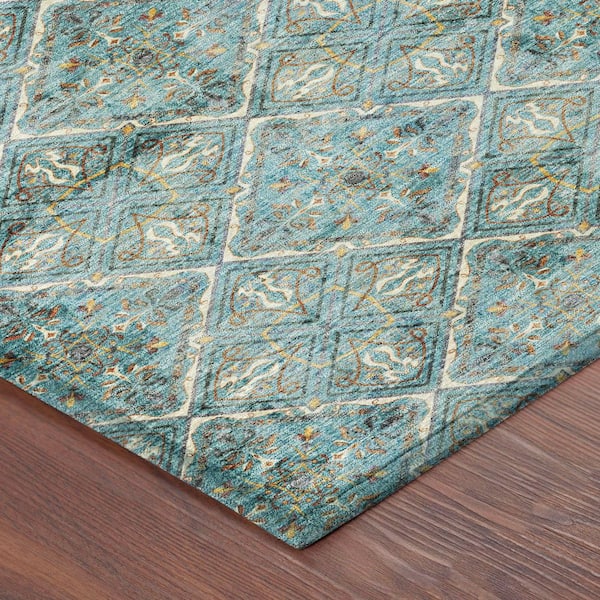 Chantille Machine Washable Indoor/Outdoor Abstract ACN2692 Teal 3 ft. x 4 ft. Area Rug