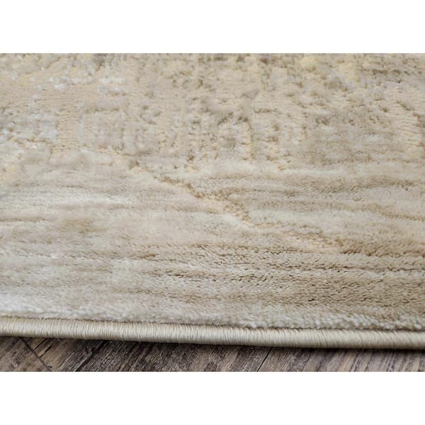 Davide 1229 Transitional Crackled Beige 8 ft. x 8 ft. Round Area Rug