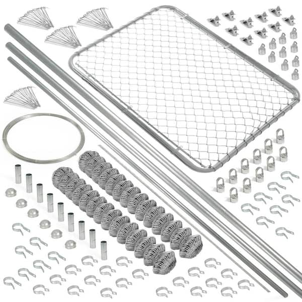 Silver Galvanized 6  ft. x 104  ft. Metal 11.5-Gauge Chain Link Fence-Complete Kit