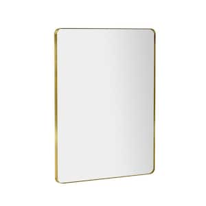 28 in. W x 36 in. H Premium Aluminum Framed Rectangular Bathroom Vanity Wall Mirror in Gold