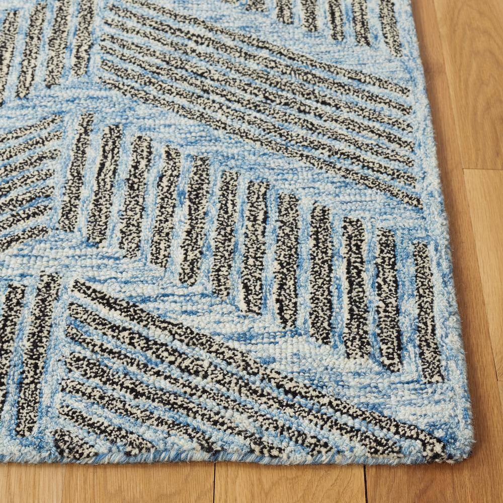 Elegant Hand-Tufted Wool Square Rug in Blue and Black