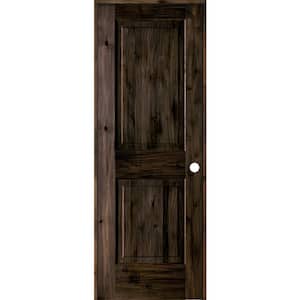 28 in. x 80 in. Rustic Knotty Alder Wood 2-Panel Square Top Left-Hand/Inswing Black Stain Single Prehung Interior Door