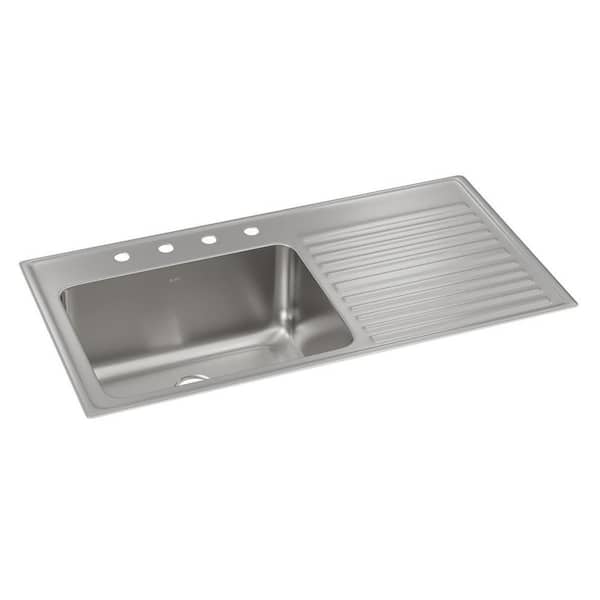 Lustertone Classic 43 in. Drop-in Single Bowl 18 Gauge Stainless Steel Kitchen Sink