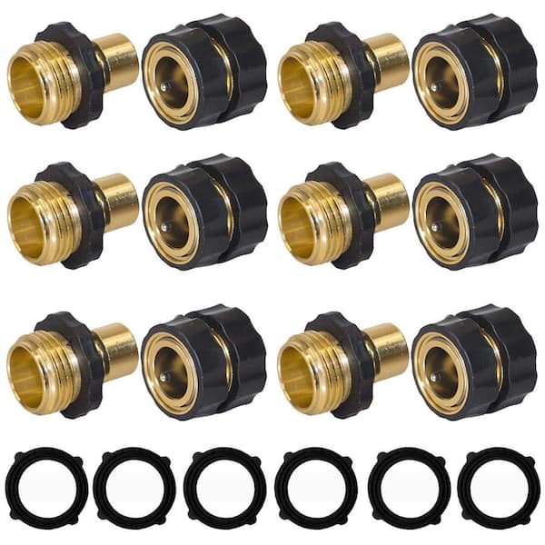 6 Set Garden Hose Quick Connector, 3/4 in. Male and Female Garden Hose Fitting Quick Connector, Easy Connect
