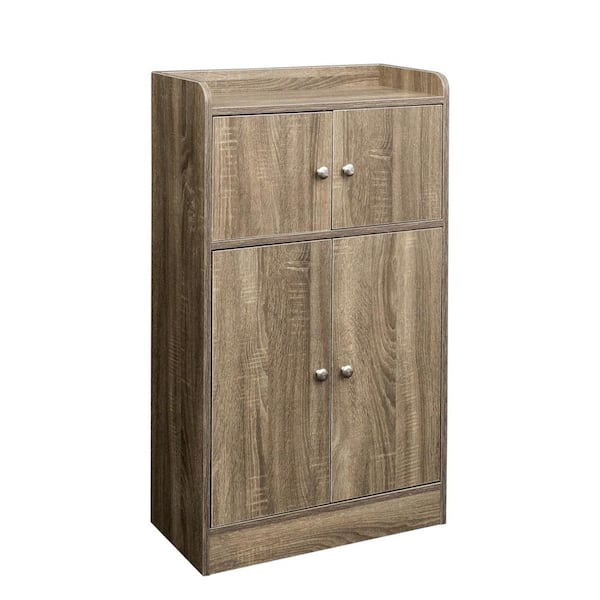 Unbranded 23.62 in. W x 10.63 in. D x 39.37 in. H Brown Linen Cabinet with Door, Cupboard