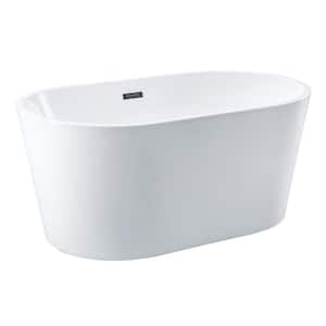 Aqua Eden 53 in. x 30 in. Acrylic Freestanding Soaking Bathtub in Glossy White with Built-In Overflow Drain
