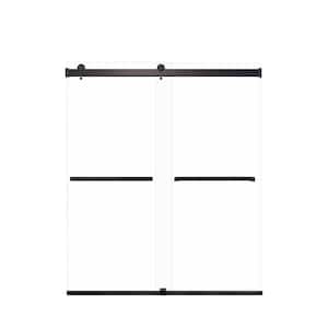 Brianna 60 in. W x 70 in. H Sliding Frameless Shower Door in Matte Black with Clear Glass