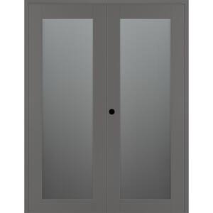 Vona 207 64 in. x 96 in. Right Active Full Lite Frosted Glass Gray Matte Wood Composite Double Prehung Interior Door