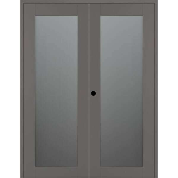 Belldinni Vona 207 64 in. x 96 in. Right Active Full Lite Frosted Glass Gray Matte Wood Composite Double Prehung Interior Door