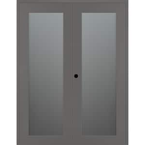 Vona 207 36 in. x 80 in. Right Active Full Lite Frosted Glass Gray Matte Wood Composite Double Prehung Interior Door