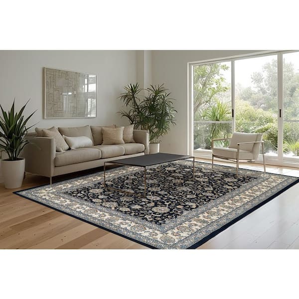 Ancient Garden Navy 4 ft. x 6 ft. Indoor Area Rug