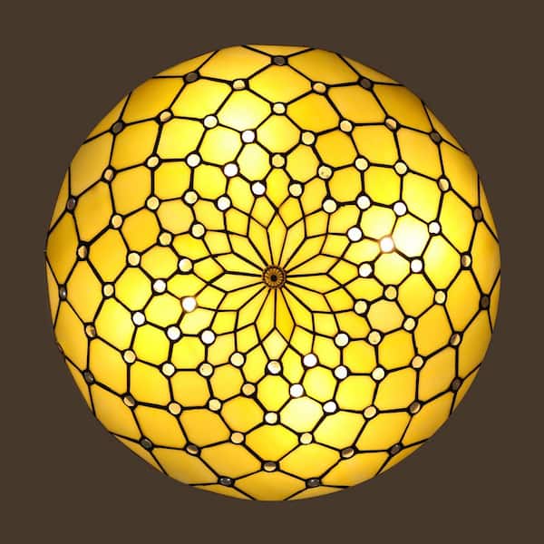 くぅこ kangten 20'' Vintage Tiffany Style Flush Mount Ceiling