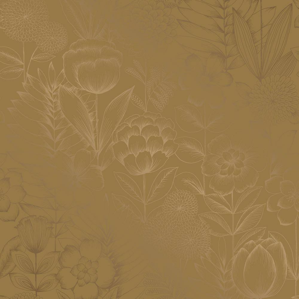 Metallic Marigold Floral Self-Adhesive Removable Wallpaper