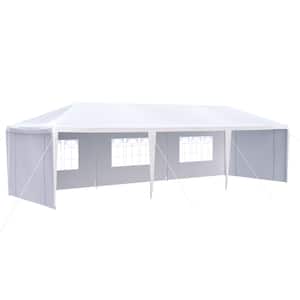 10 ft. x 30 ft. Outdoor Wedding Party White Canopy with 5 Removable Sidewalls