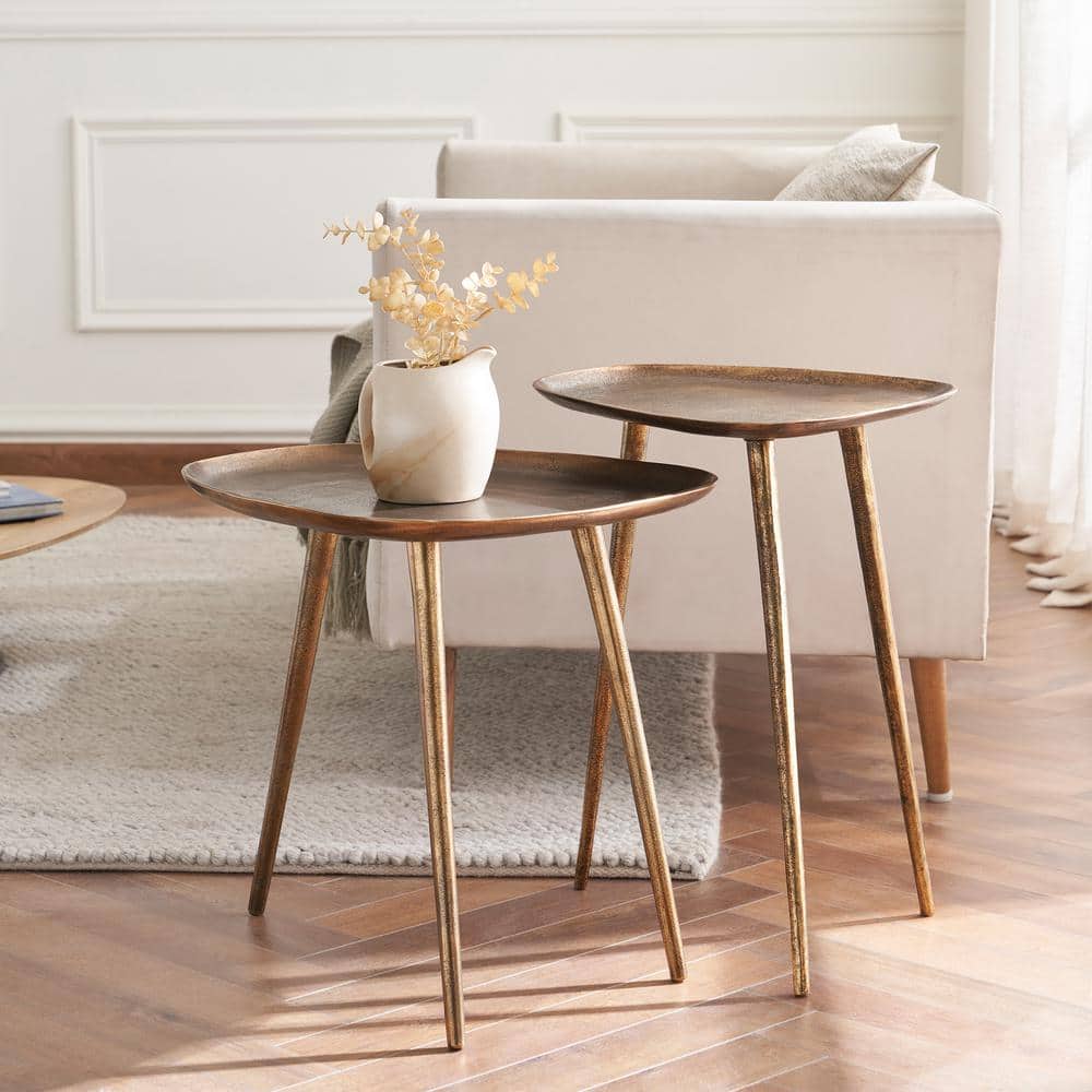 Antique brass nesting tables discount