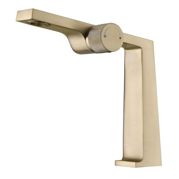 Single Handle Single Hole Bathroom Faucet Brass Modern Sink Basin Vanity Taps in Brushed Gold
