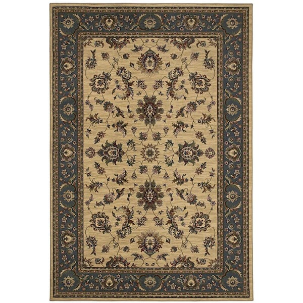 5 ft. x 8 ft. Blue, Rust Medallion Washable Area Rug