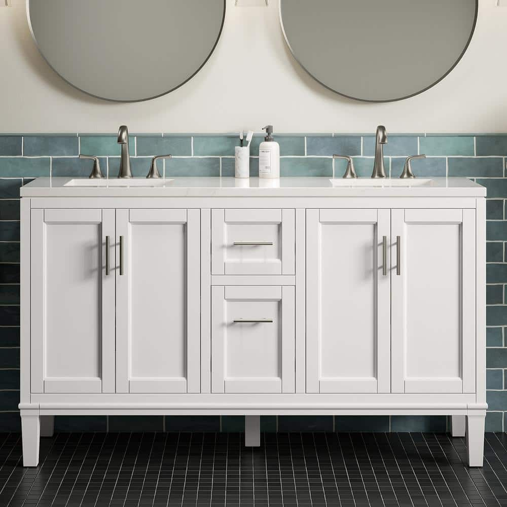 Reviews for KOHLER Chesil 60in. Double Sink Freestanding White Bath ...