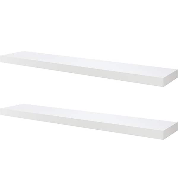 39.4 in. W x 7.7 in. D White Floating Shelves Decorative Wall Shelf Set of 2