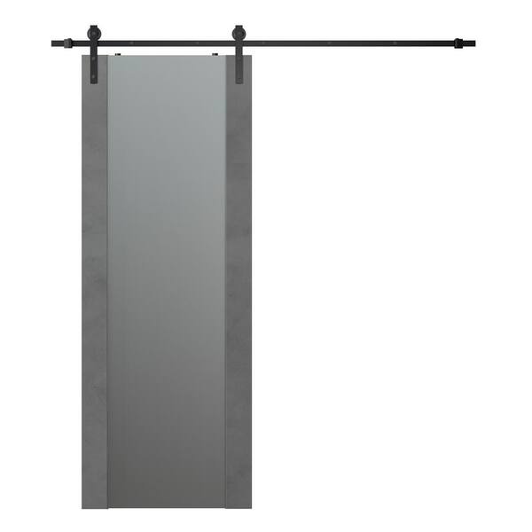 Belldinni Vona 202 24in. x 96in. Full Lite Frosted Glass Veralinga Oak Finished Composite Wood Sliding Barn Door with Hardware Kit