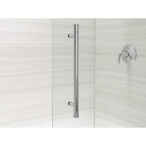 Elmbrook 55-60 in. W x 74 in. H Sliding Frameless Shower Door in Bright Polished Silver with Crystal Clear Glass