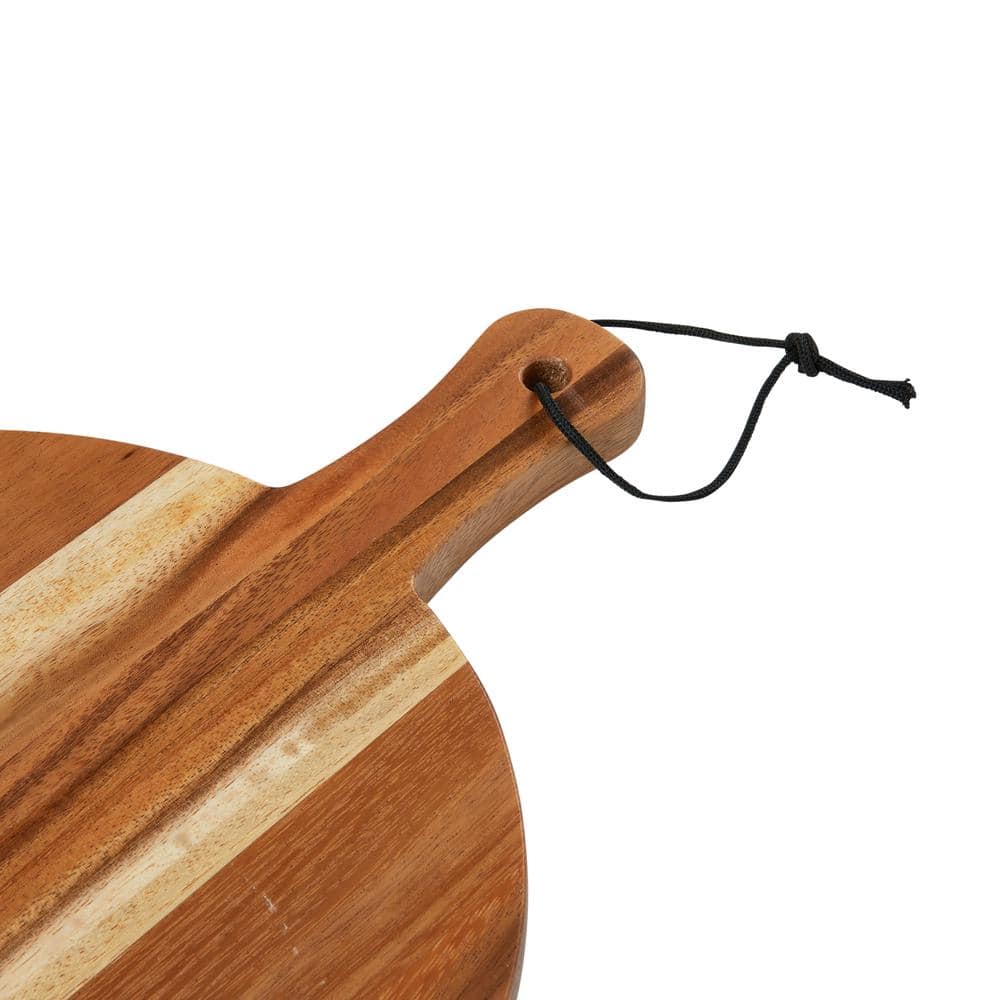 Natural Suar Wood Round Cutting Board with Handle