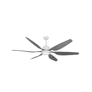 Titan II Wi-Fi 66 in. Integrated LED Indoor/Outdoor Pure White/BN Smart Ceiling Fan with Remote Control