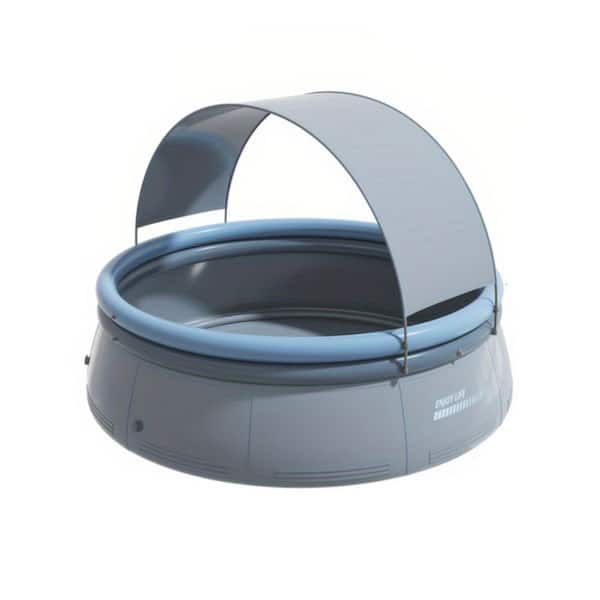 Unbranded Aqua Gray 118.11 in. x 118.11 in. Round 25.98 in. Deep Portable Inflatable Pool with Removable Canopy, 7-People