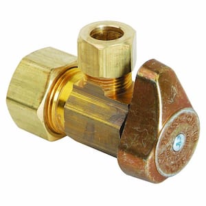 1/2 in. Comp Inlet x 1/4 in. Comp Outlet 1/4-Turn Angle Stop in Rough Brass